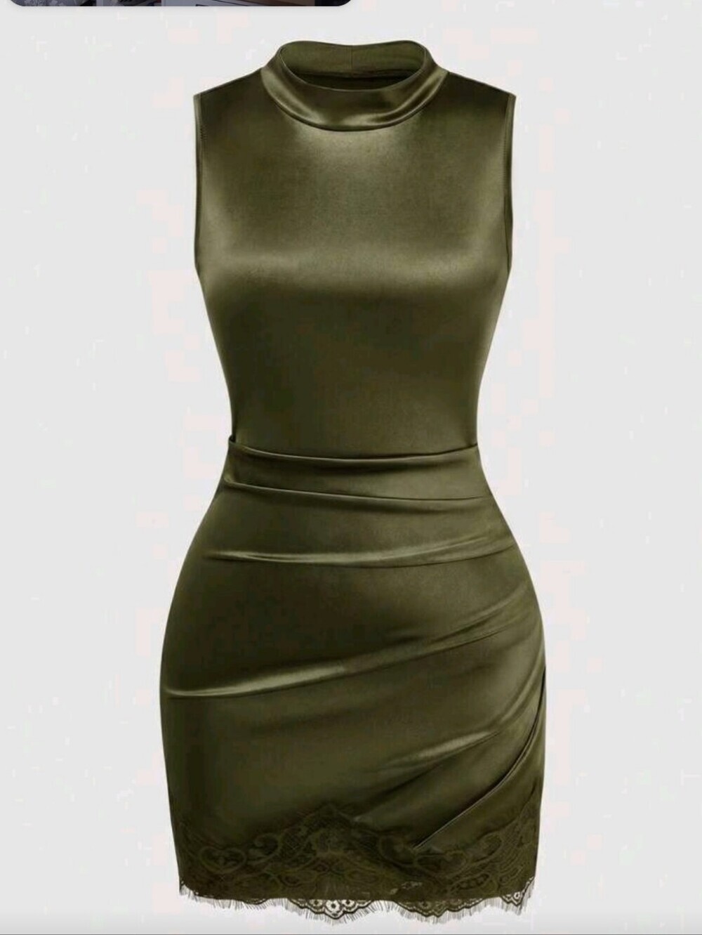Women's Fashion New Satin High Neck Sleeveless Pleated Waist Shaping Asy - Picture 4 of 4